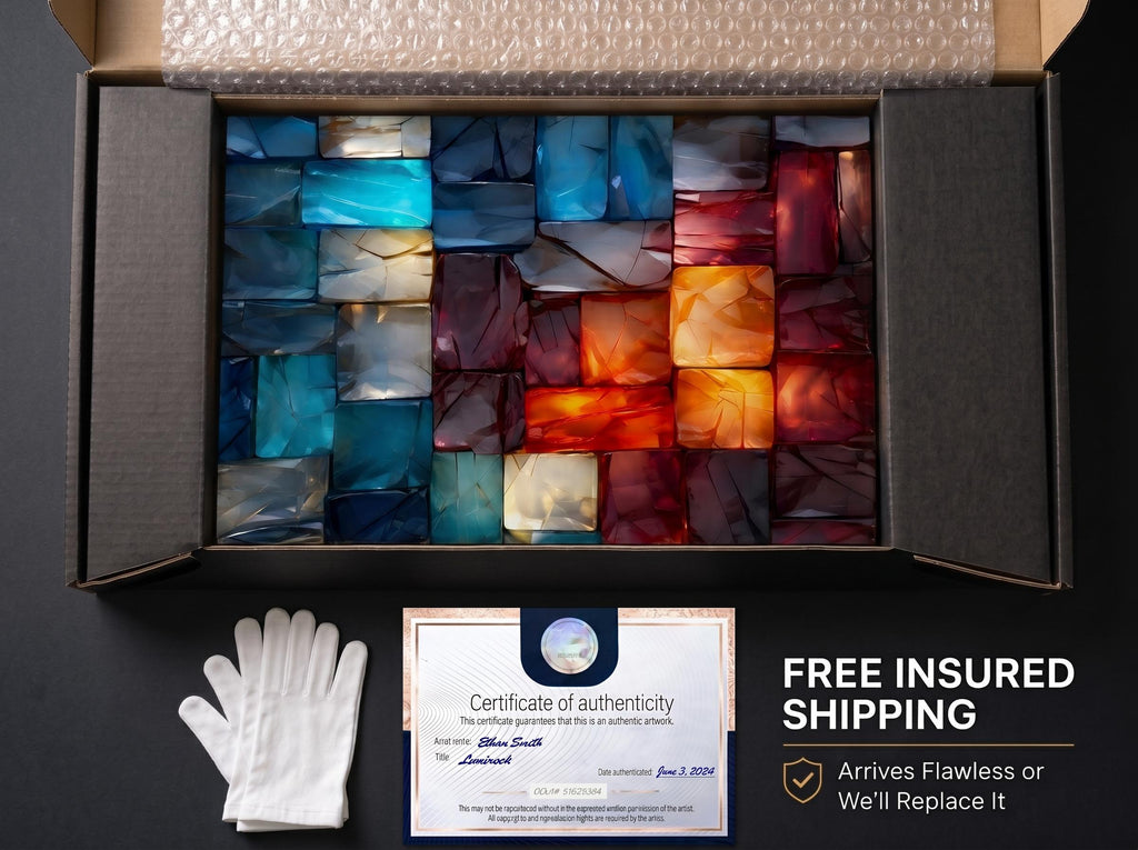LumiRock Crystal Acrylglass Wall Art – Colorful Glass-Block Inspired Design, Luxury Statement Art