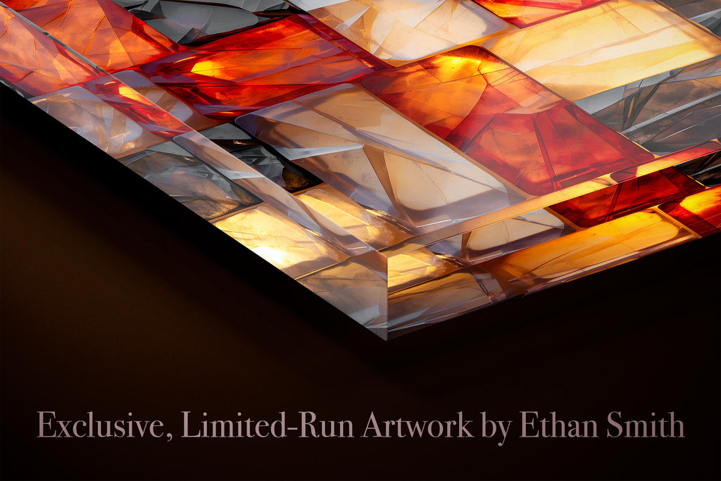 Amber Radiance Mosaic: Crystal AcrylGlass Wall Art - Modern Statement Piece