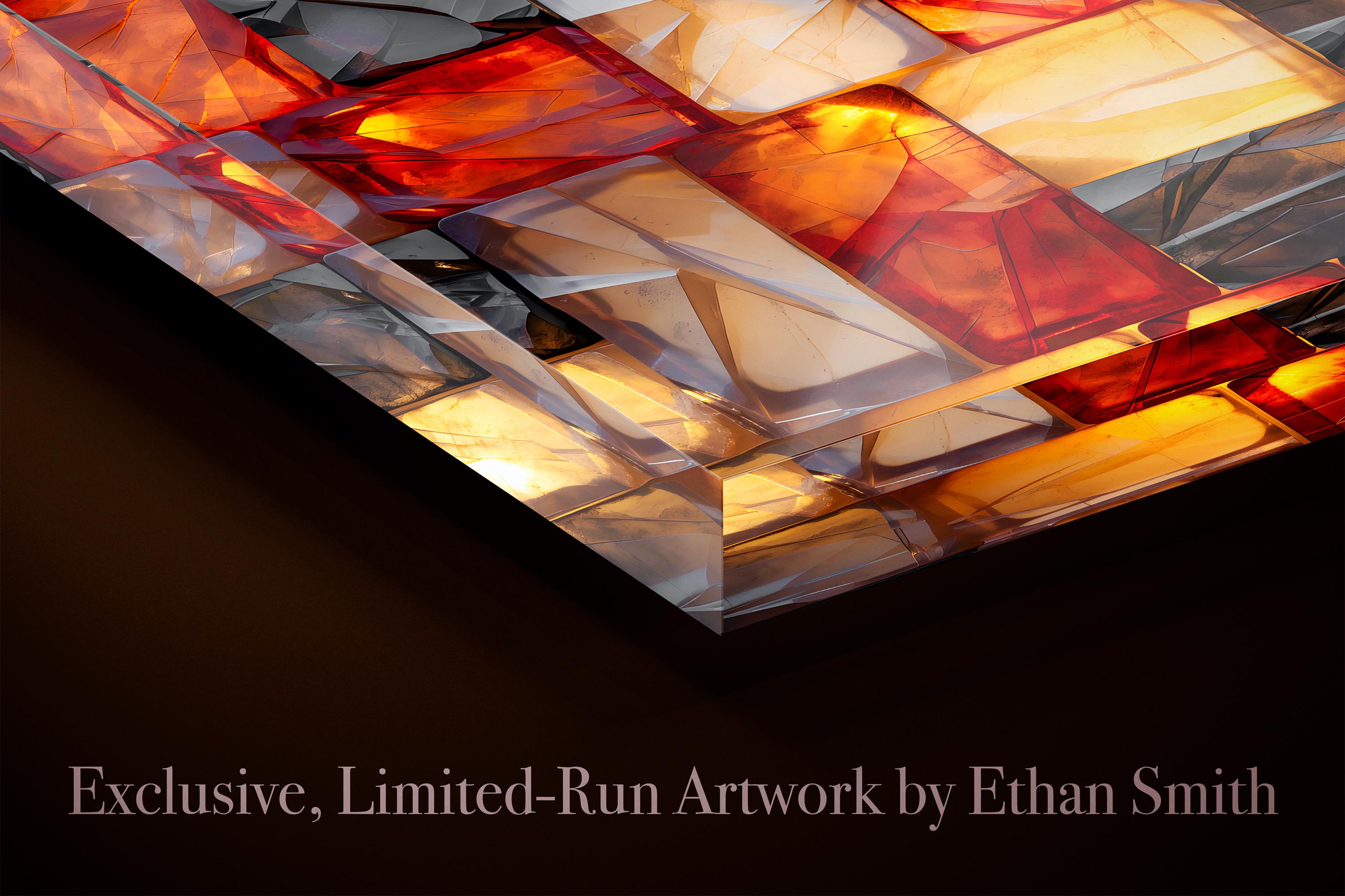 Amber Radiance Mosaic: Crystal AcrylGlass Wall Art - Modern Statement Piece