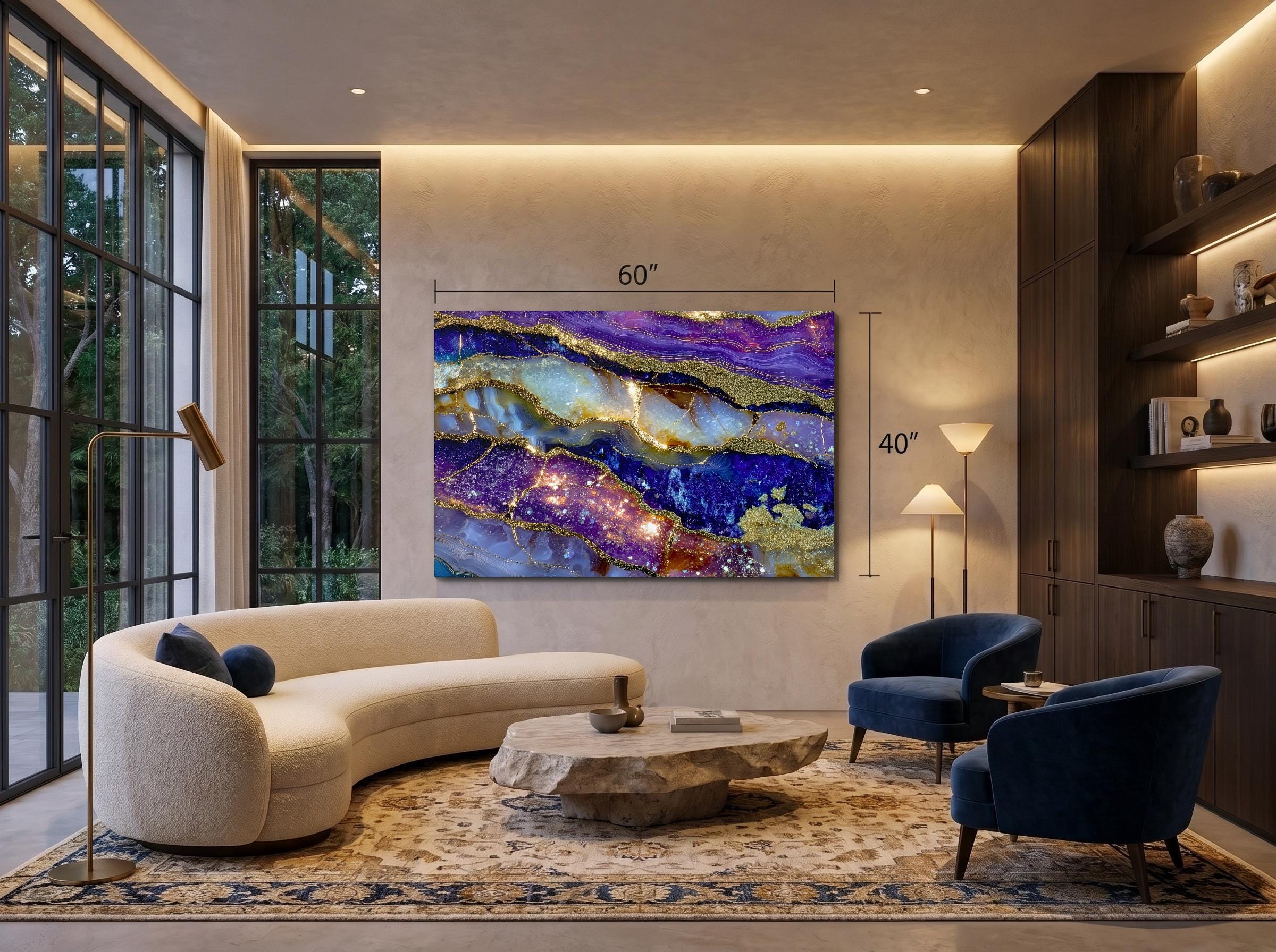 Imperial Amethyst Geode - Luxury Crystal AcrylGlass Wall Art for Modern Interiors