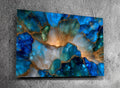 Elysian Bloom – Blue Gold Floral Crystal Acrylic Wall Art for Luxury Living Room
