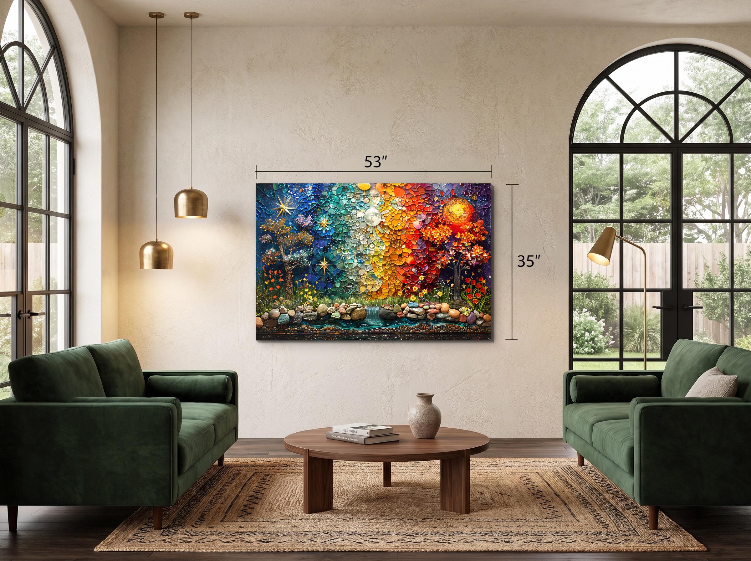 Twilight Fusion - Luxury Sapphire Abstract Crystal Acrylic Wall Art, Extra Large Crystal AcrylGlass Decor