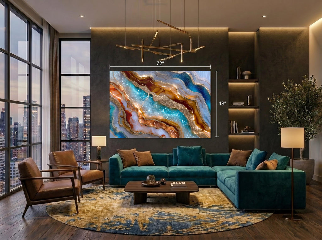 Emerald Forest Crystal AcrylGlass Wall Art: Modern Green Abstract Decor