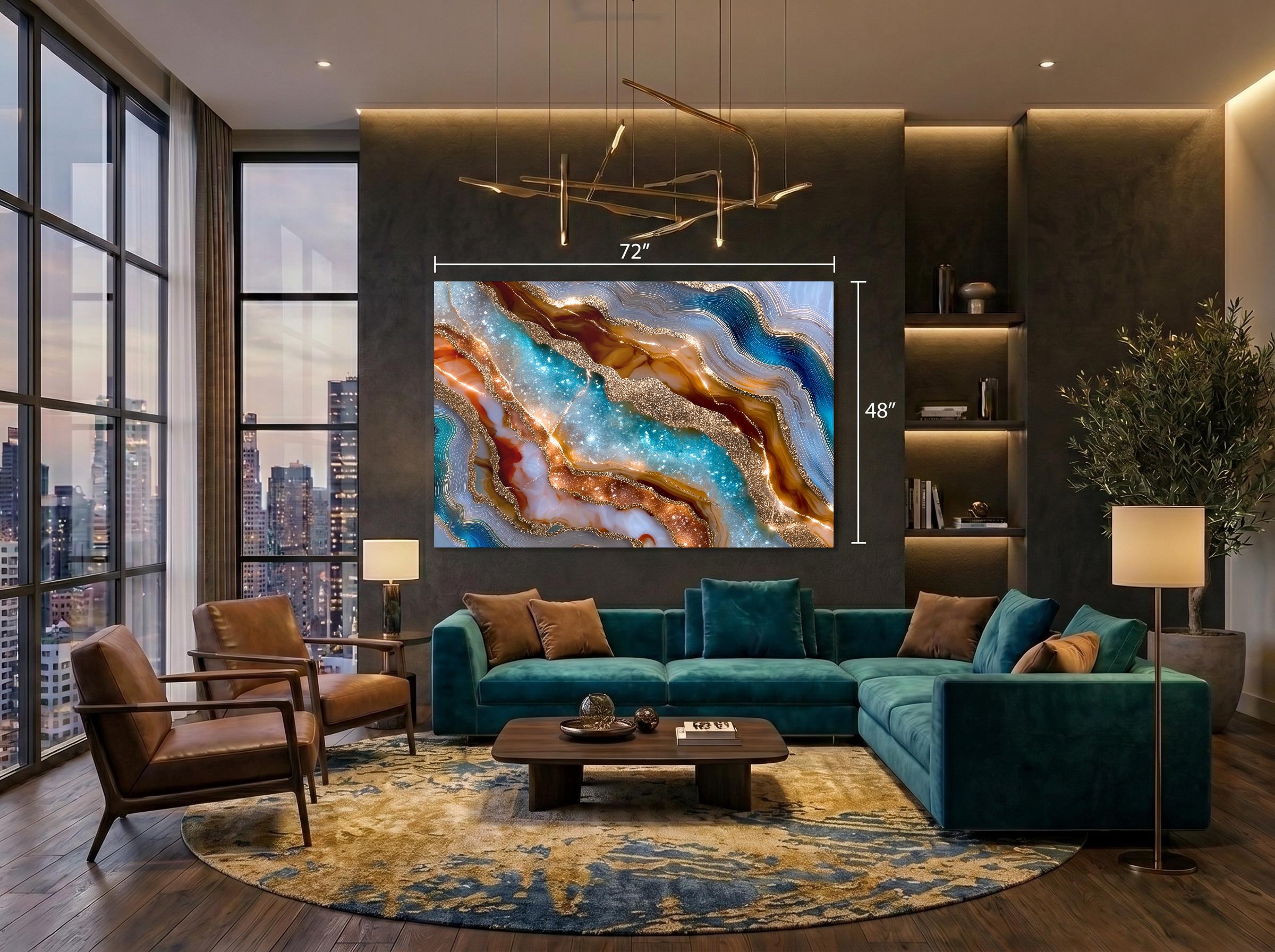 Emerald Forest Crystal AcrylGlass Wall Art: Modern Green Abstract Decor