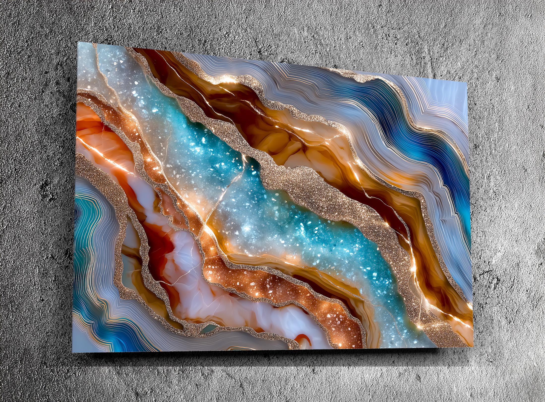Emerald Forest Crystal AcrylGlass Wall Art: Modern Green Abstract Decor
