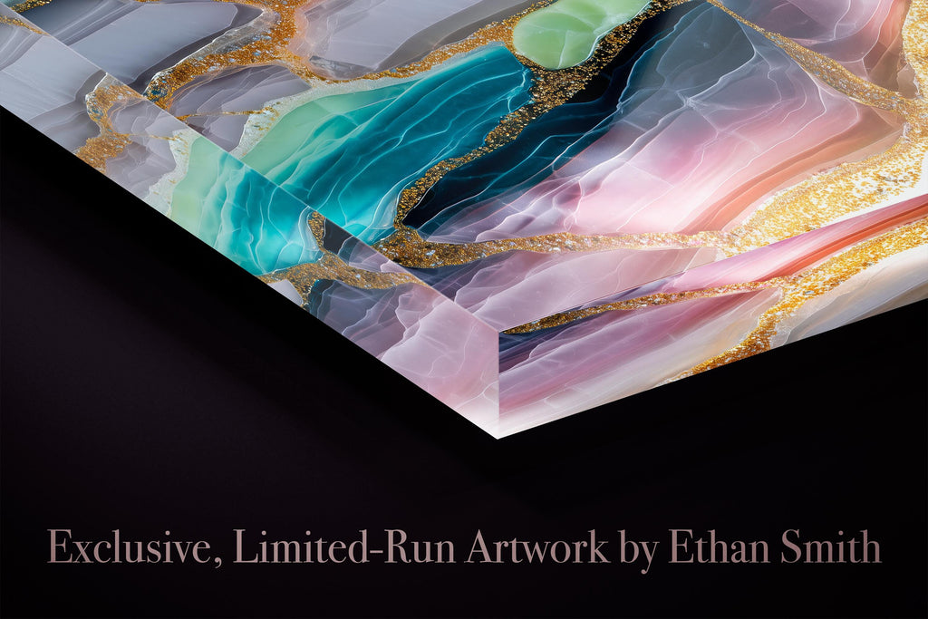 Sapphire Quartz Acrylic Glass Wall Art: Backlit Illusion Decor