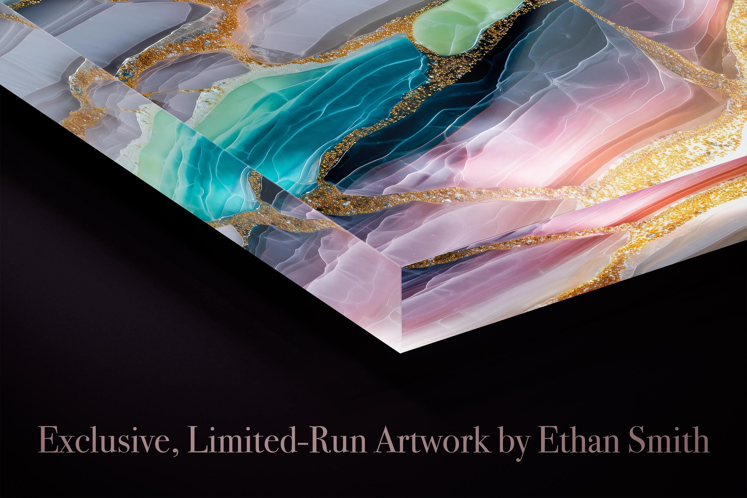 Sapphire Quartz Acrylic Glass Wall Art: Backlit Illusion Decor