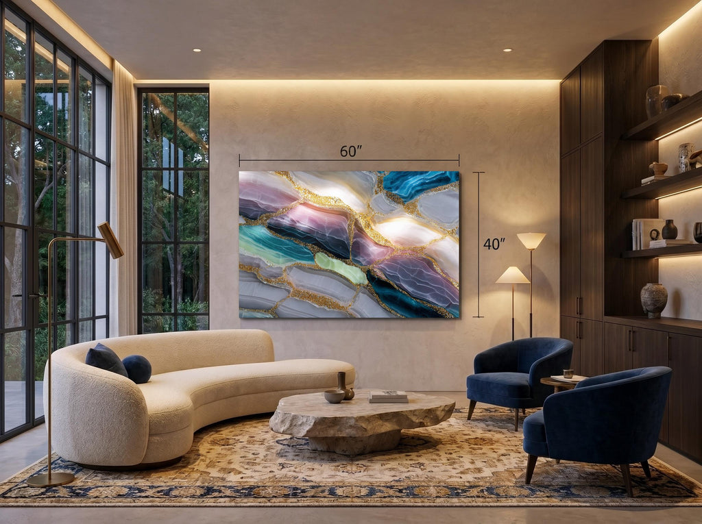 Sapphire Quartz Acrylic Glass Wall Art: Backlit Illusion Decor