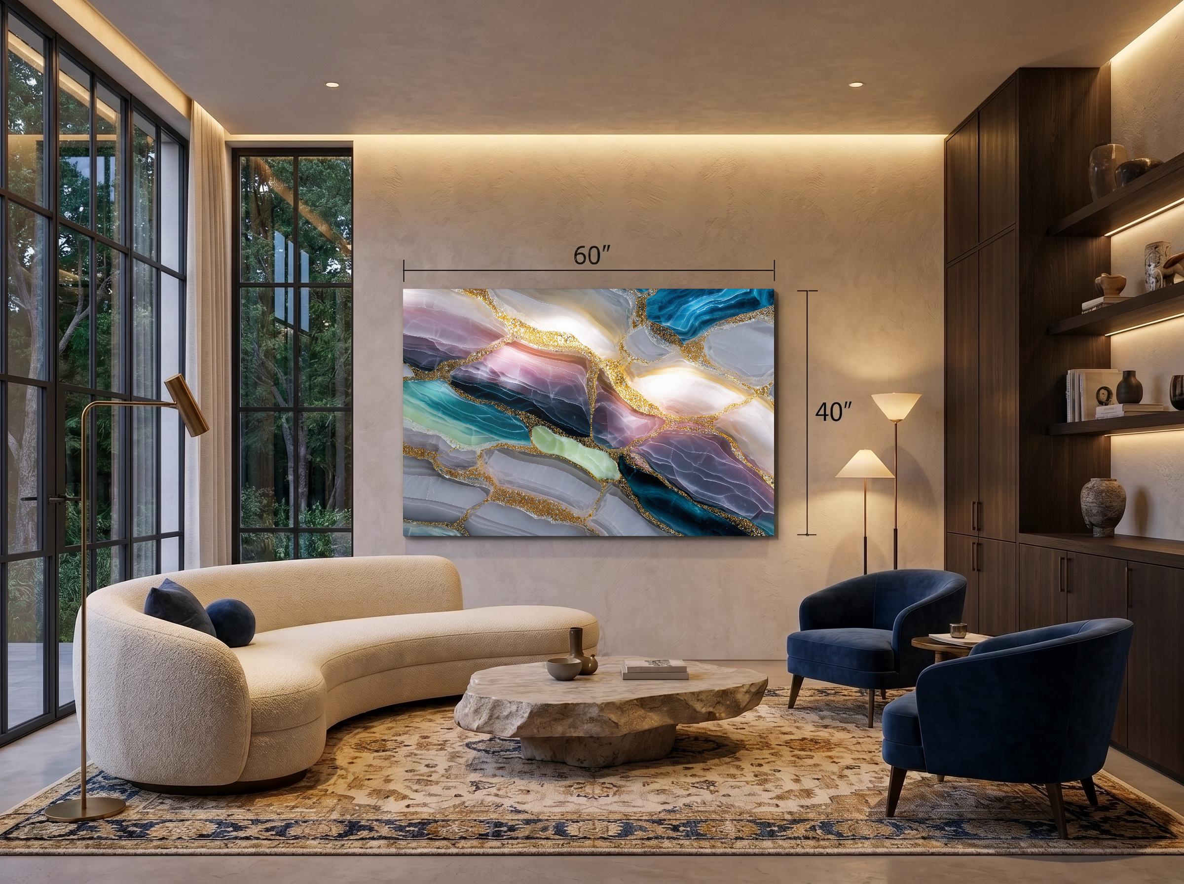 Sapphire Quartz Acrylic Glass Wall Art: Backlit Illusion Decor