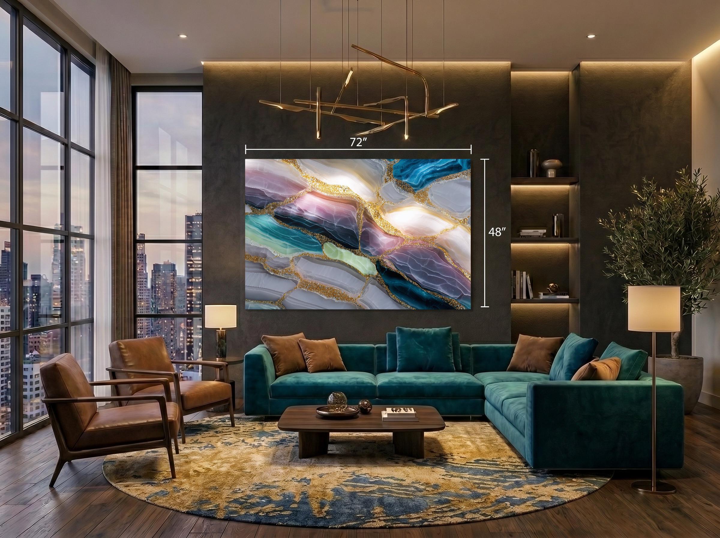 Sapphire Quartz Acrylic Glass Wall Art: Backlit Illusion Decor