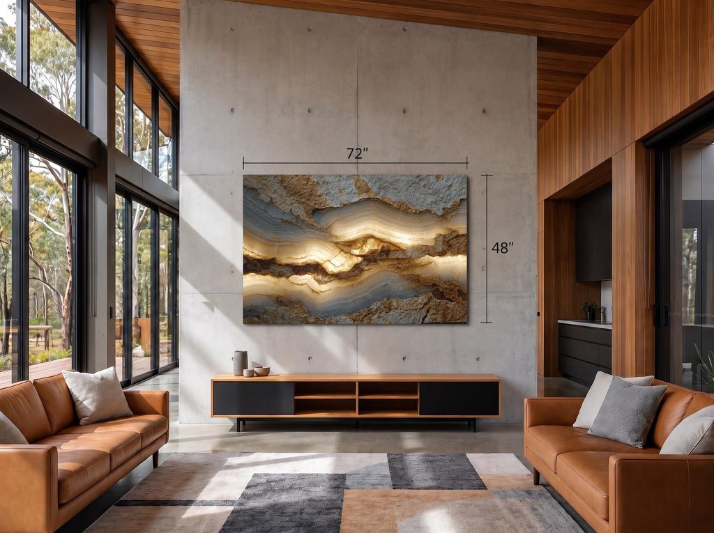 Liora Vein Acrylic Glass Wall Art, Neutral Mineral Statement Piece, Japandi Organic Modern Decor