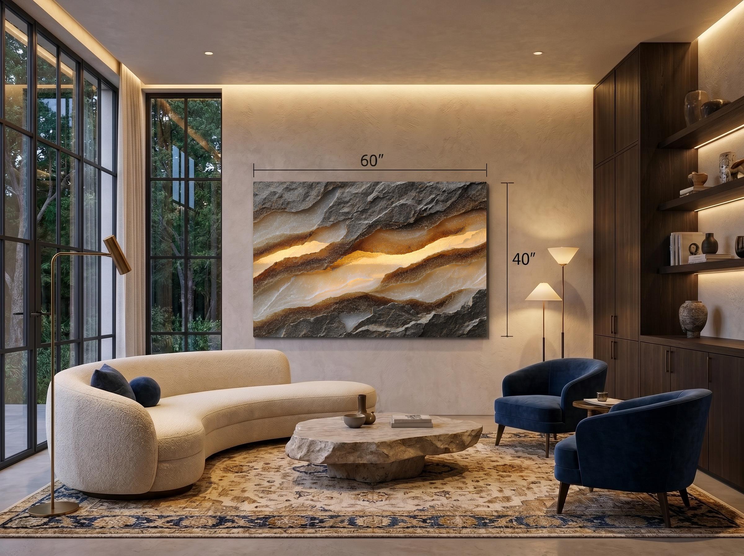 Solenne Rift Crystal AcrylGlass Wall Art, Organic Mineral Abstract Decor, Luxury Interiors