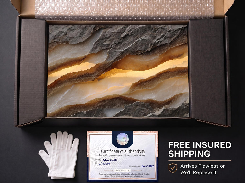 Solenne Rift Crystal AcrylGlass Wall Art, Organic Mineral Abstract Decor, Luxury Interiors