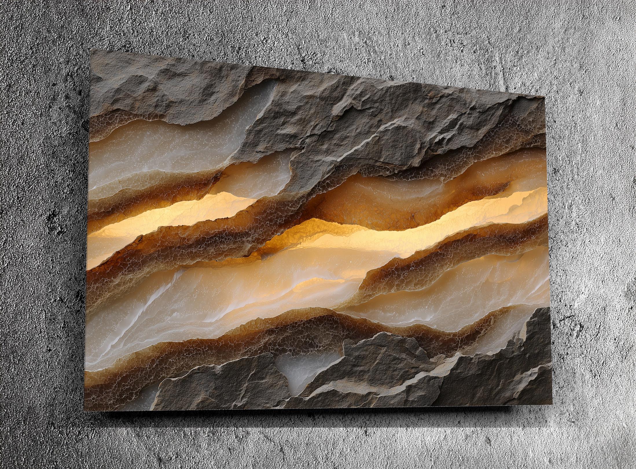 Solenne Rift Crystal AcrylGlass Wall Art, Organic Mineral Abstract Decor, Luxury Interiors