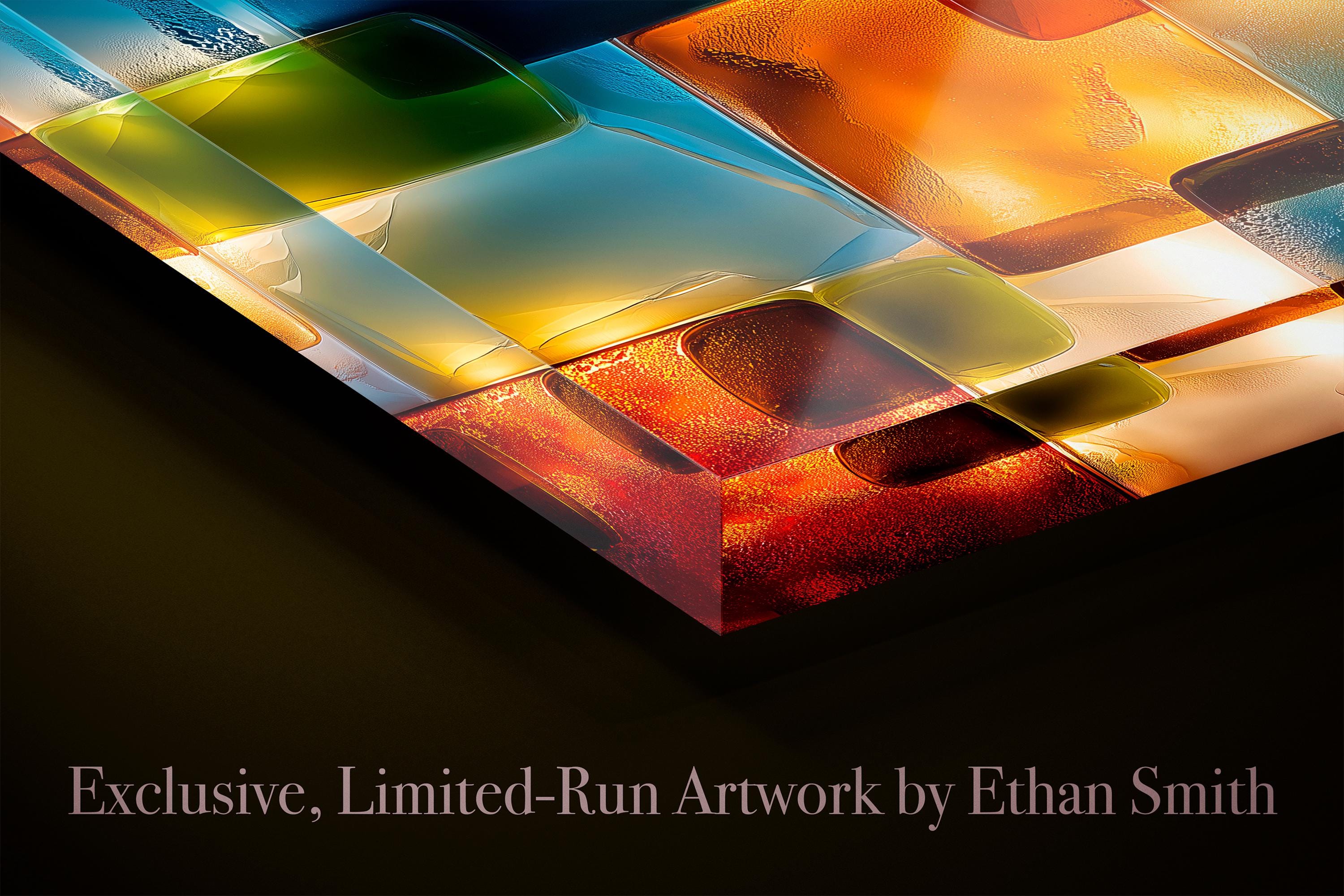 Luminous Topaz & Sapphire Crystal AcrylGlass Wall Decor: Contemporary Art with 3D and Backlit illusion