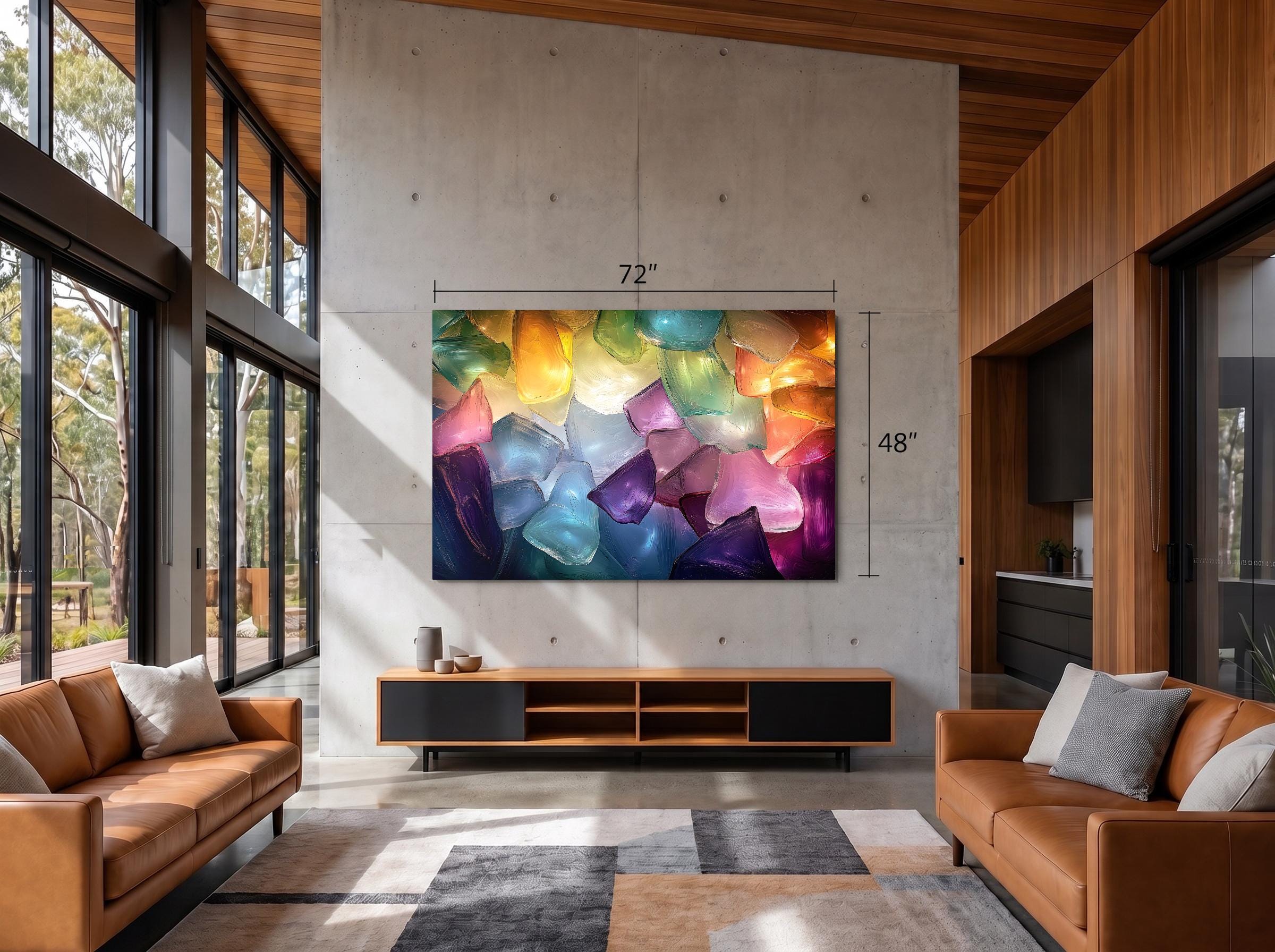 Luminous Petal Mosaic AcrylGlass Wall Art: Colorful Crystal Flower Panels with 3D Glow Effect