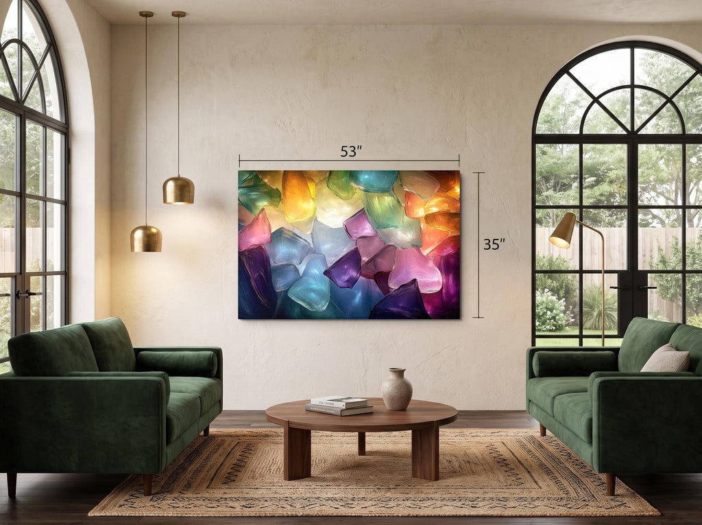 Luminous Petal Mosaic AcrylGlass Wall Art: Colorful Crystal Flower Panels with 3D Glow Effect