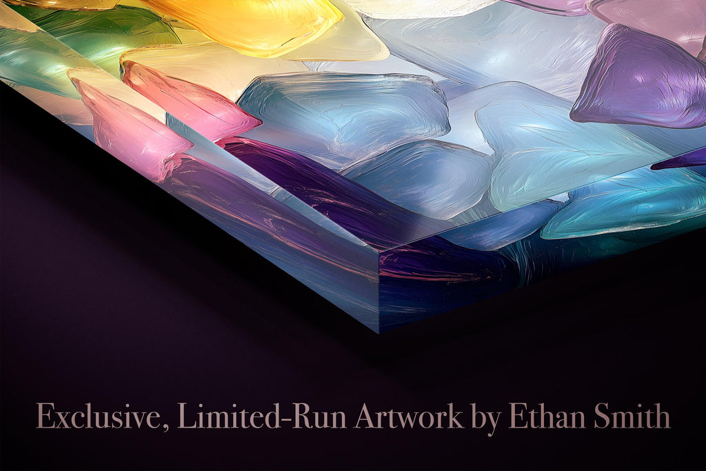 Luminous Petal Mosaic AcrylGlass Wall Art: Colorful Crystal Flower Panels with 3D Glow Effect