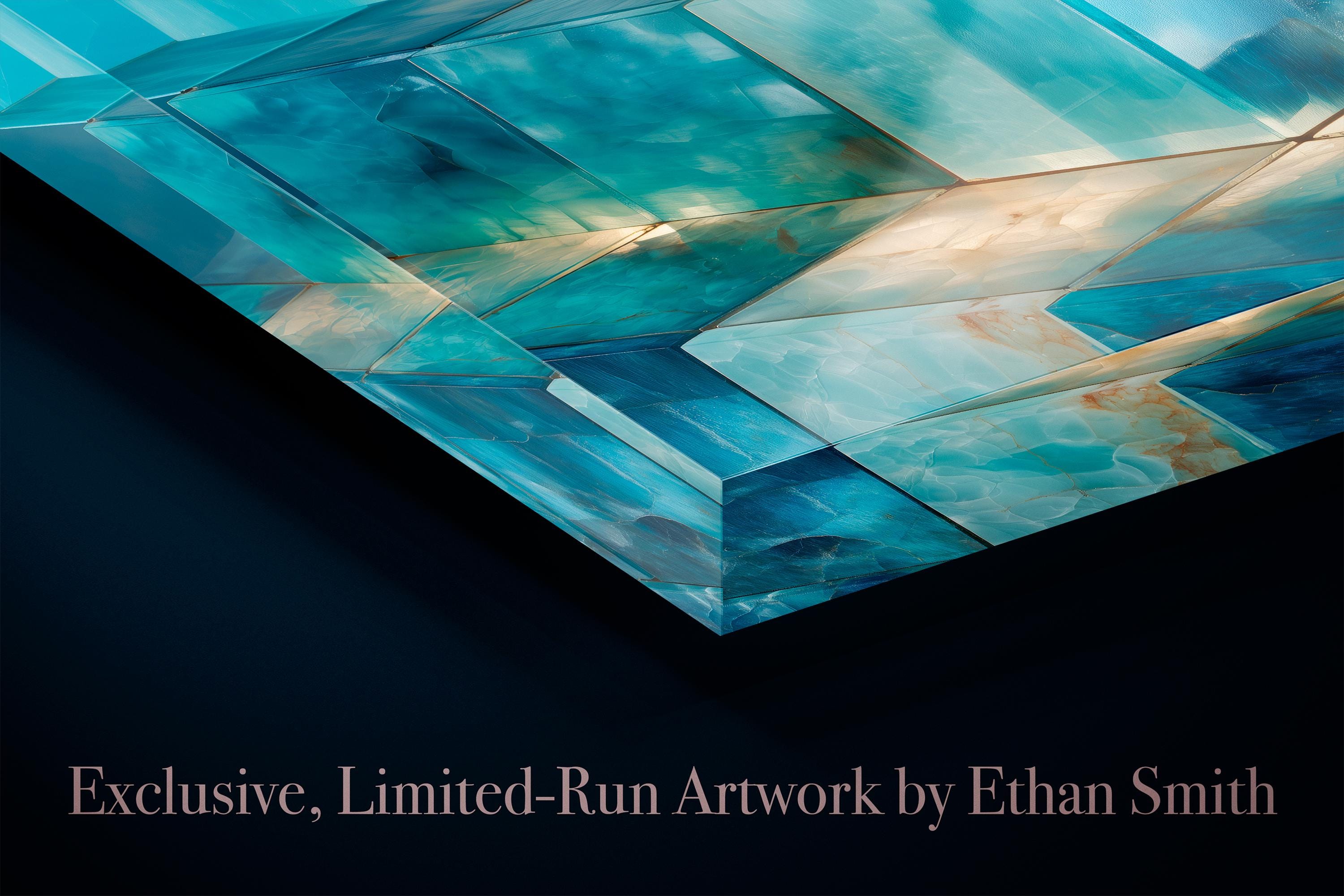 Aqua Prism Ascent Acrylic Glass Wall Art, Blue 3D Optical Illusion Wall Decor