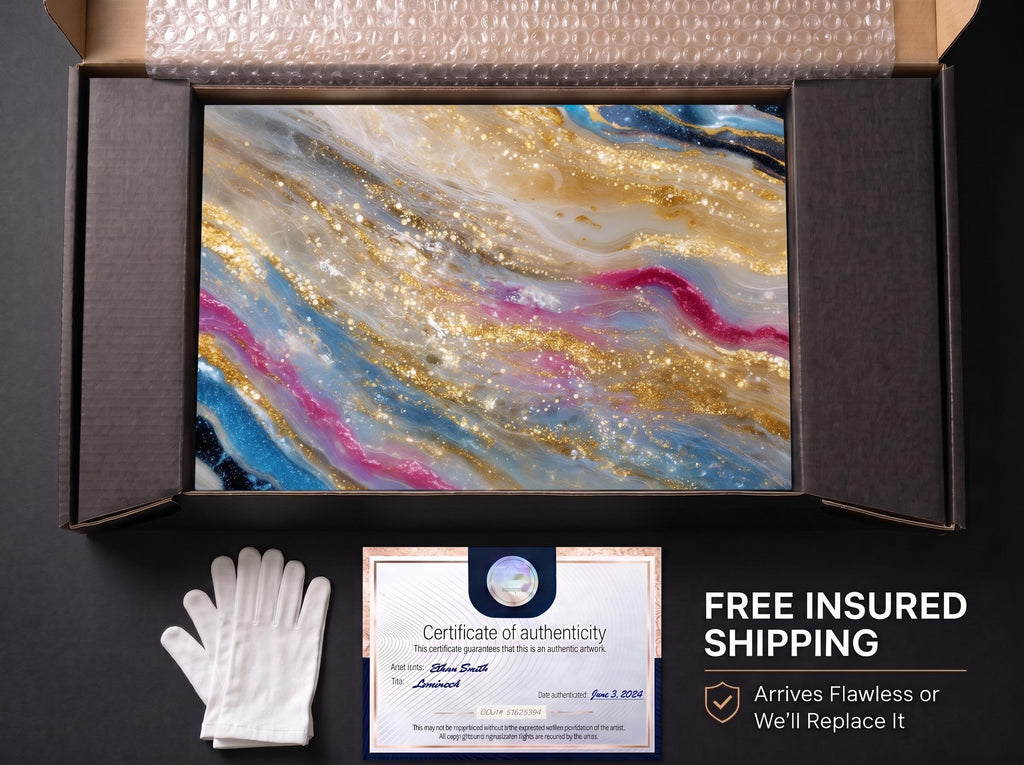 Geode Solivelle Crystal AcrylGlass Wall Art, Champagne Glitter Geode Decor for Modern Interiors