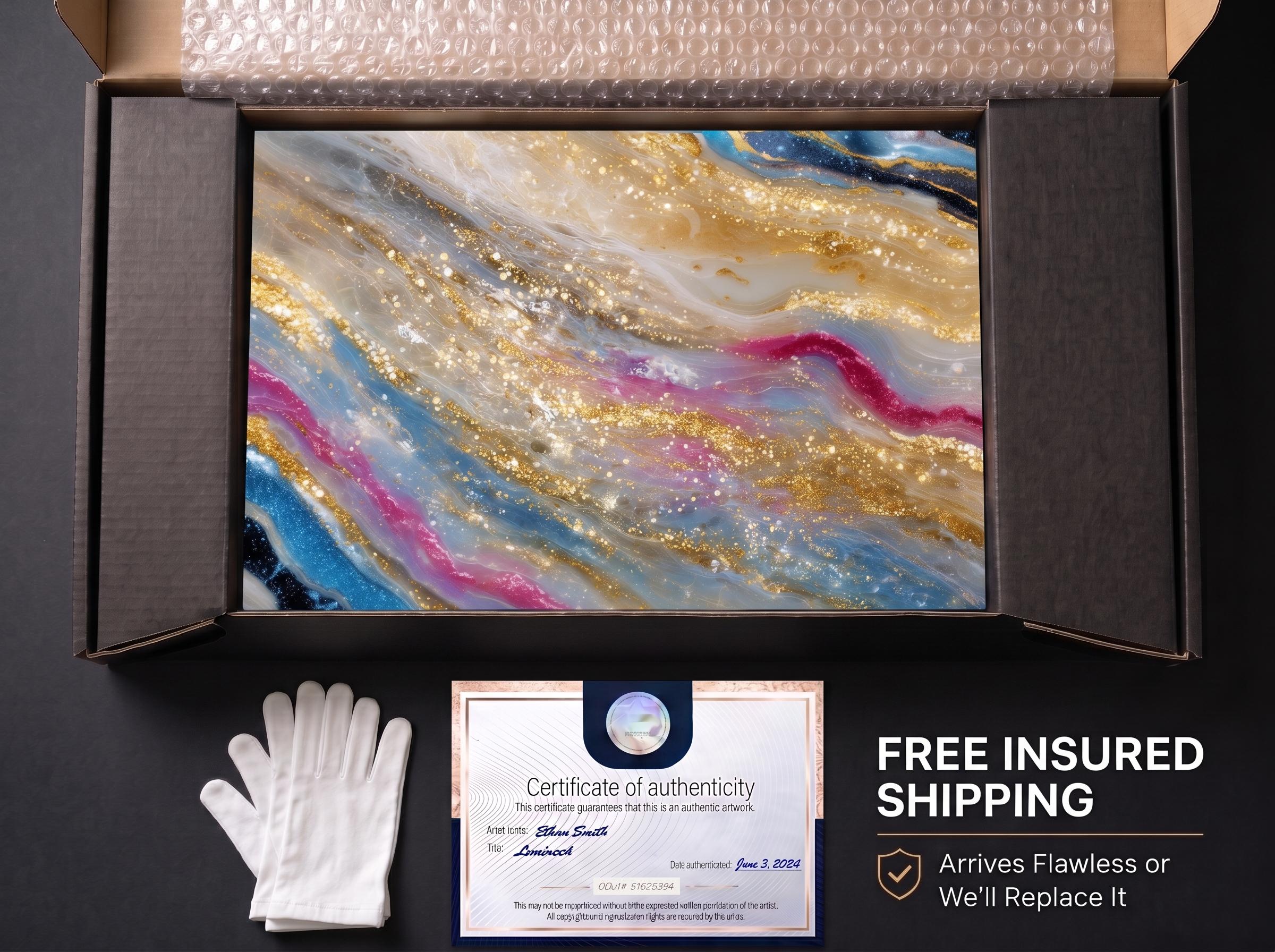 Geode Solivelle Crystal AcrylGlass Wall Art, Champagne Glitter Geode Decor for Modern Interiors