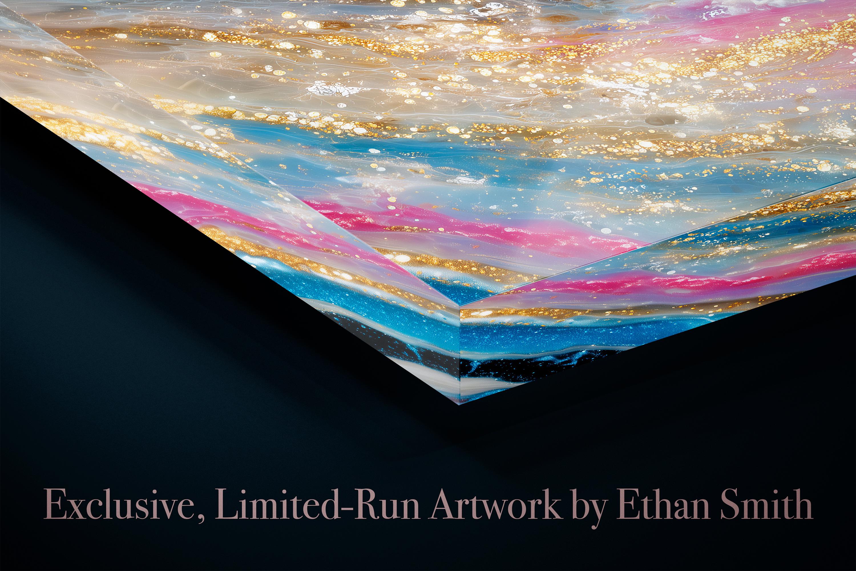 Geode Solivelle Crystal AcrylGlass Wall Art, Champagne Glitter Geode Decor for Modern Interiors