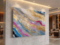 Geode Solivelle Crystal AcrylGlass Wall Art, Champagne Glitter Geode Decor for Modern Interiors