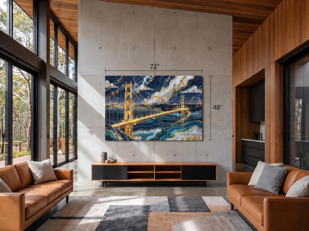 Golden Gate Bridge AcrylGlass Wall Art: Limited Edition Blue Agate 3D Effect (San Francisco)