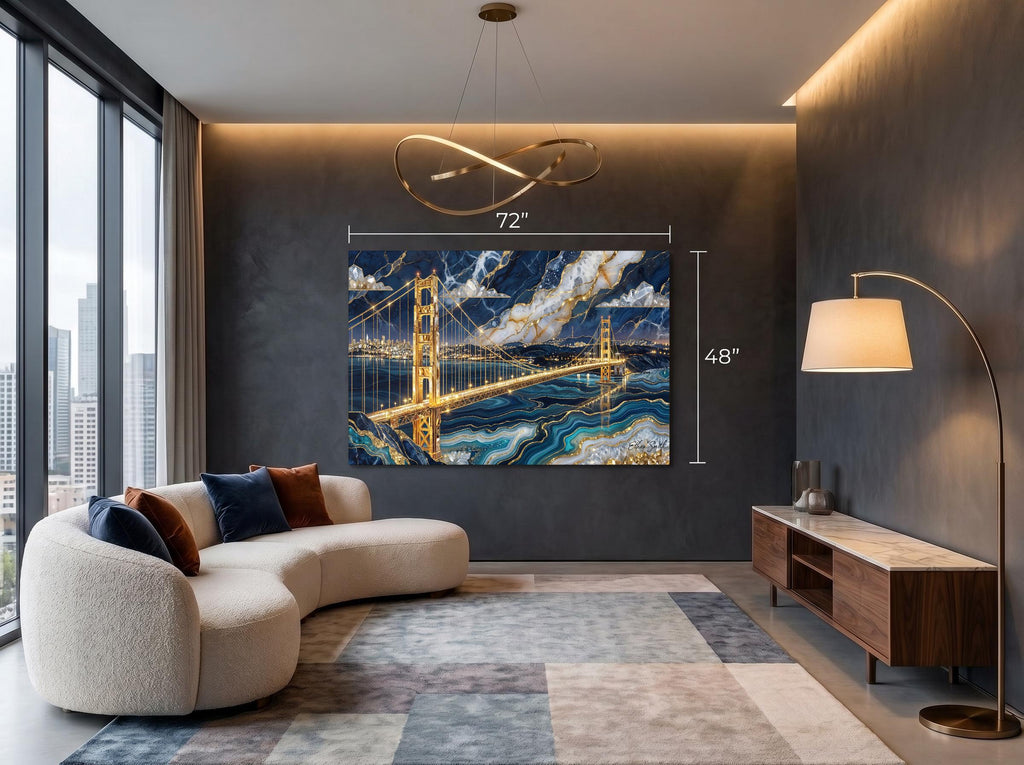 Golden Gate Bridge AcrylGlass Wall Art: Limited Edition Blue Agate 3D Effect (San Francisco)