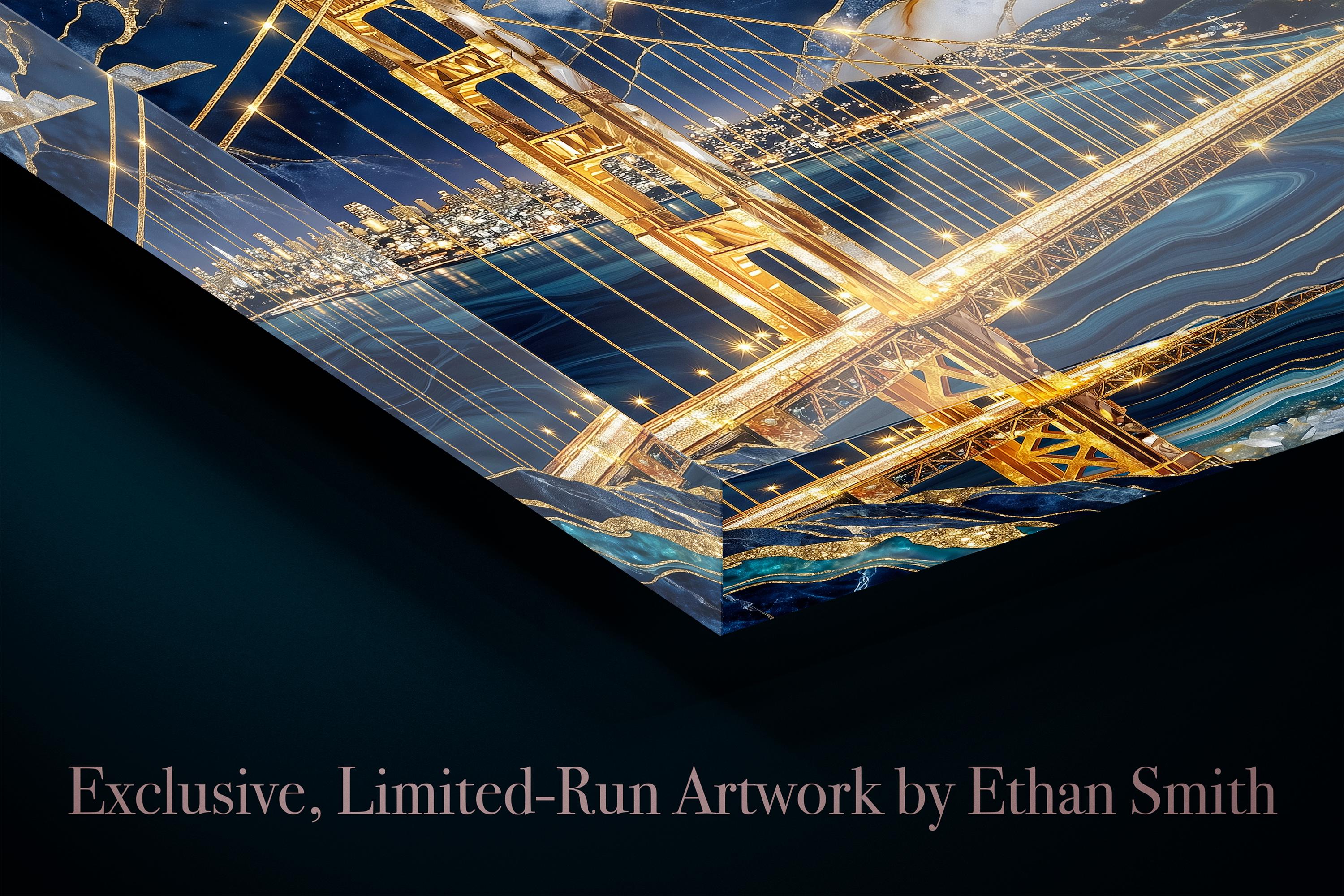 Golden Gate Bridge AcrylGlass Wall Art: Limited Edition Blue Agate 3D Effect (San Francisco)