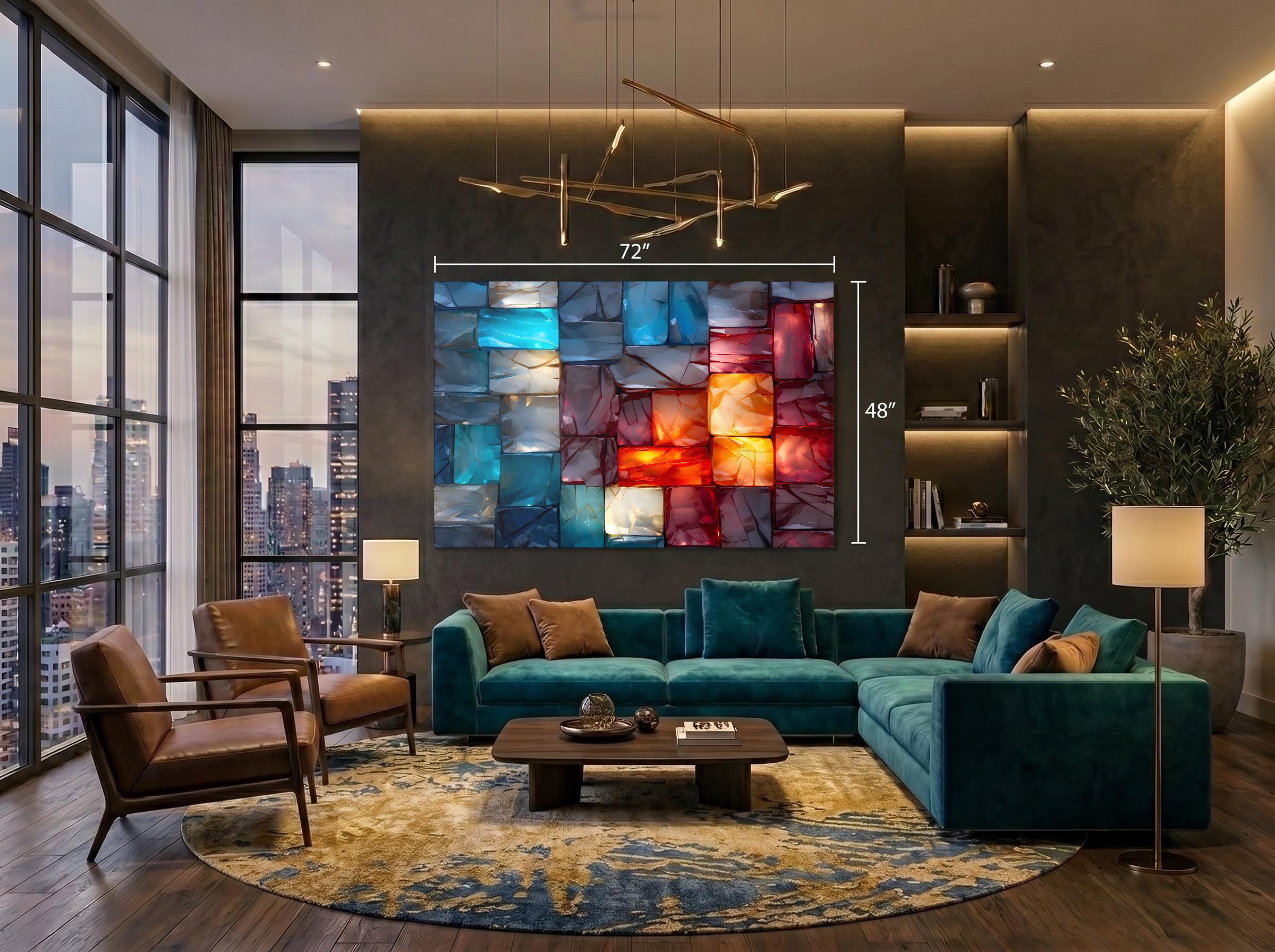 LumiRock Crystal Acrylglass Wall Art – Colorful Glass-Block Inspired Design, Luxury Statement Art