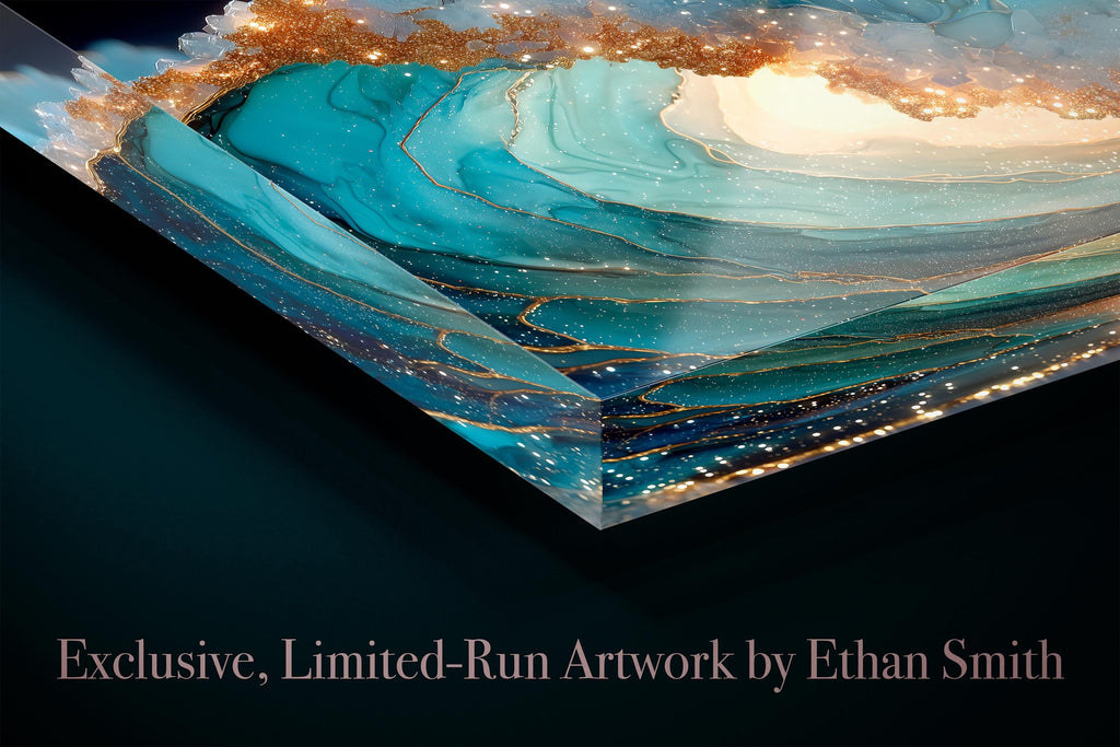 Aurelia Tide Crystal Acrylic Glass Wall Art, Luxury Ocean Wave Decor