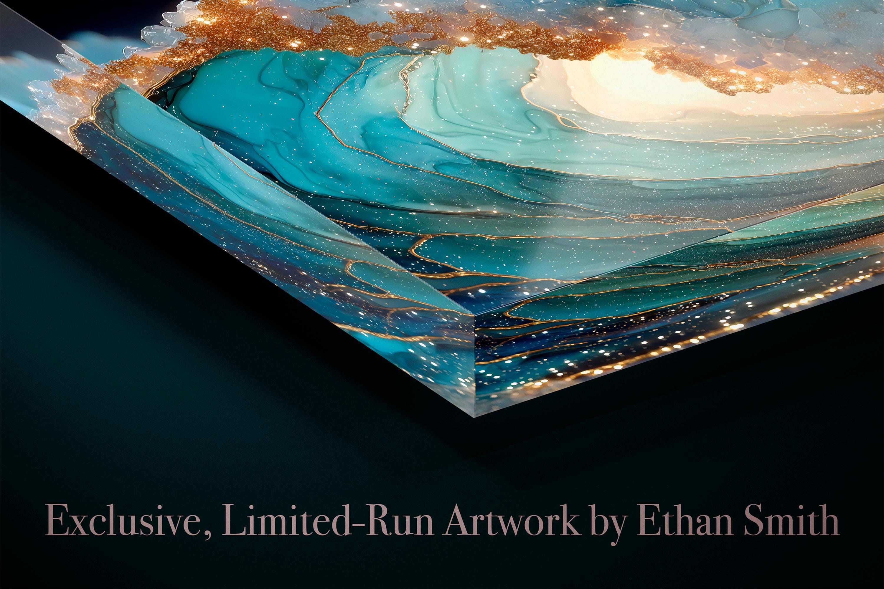 Aurelia Tide Crystal Acrylic Glass Wall Art, Luxury Ocean Wave Decor