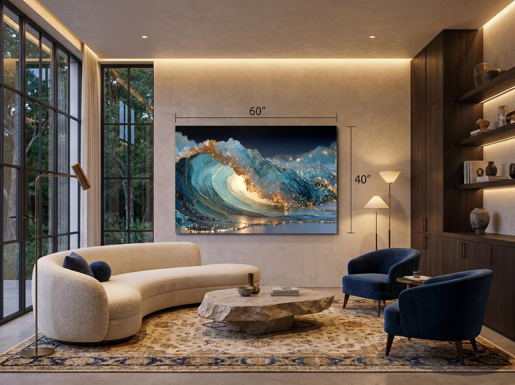 Aurelia Tide Crystal Acrylic Glass Wall Art, Luxury Ocean Wave Decor