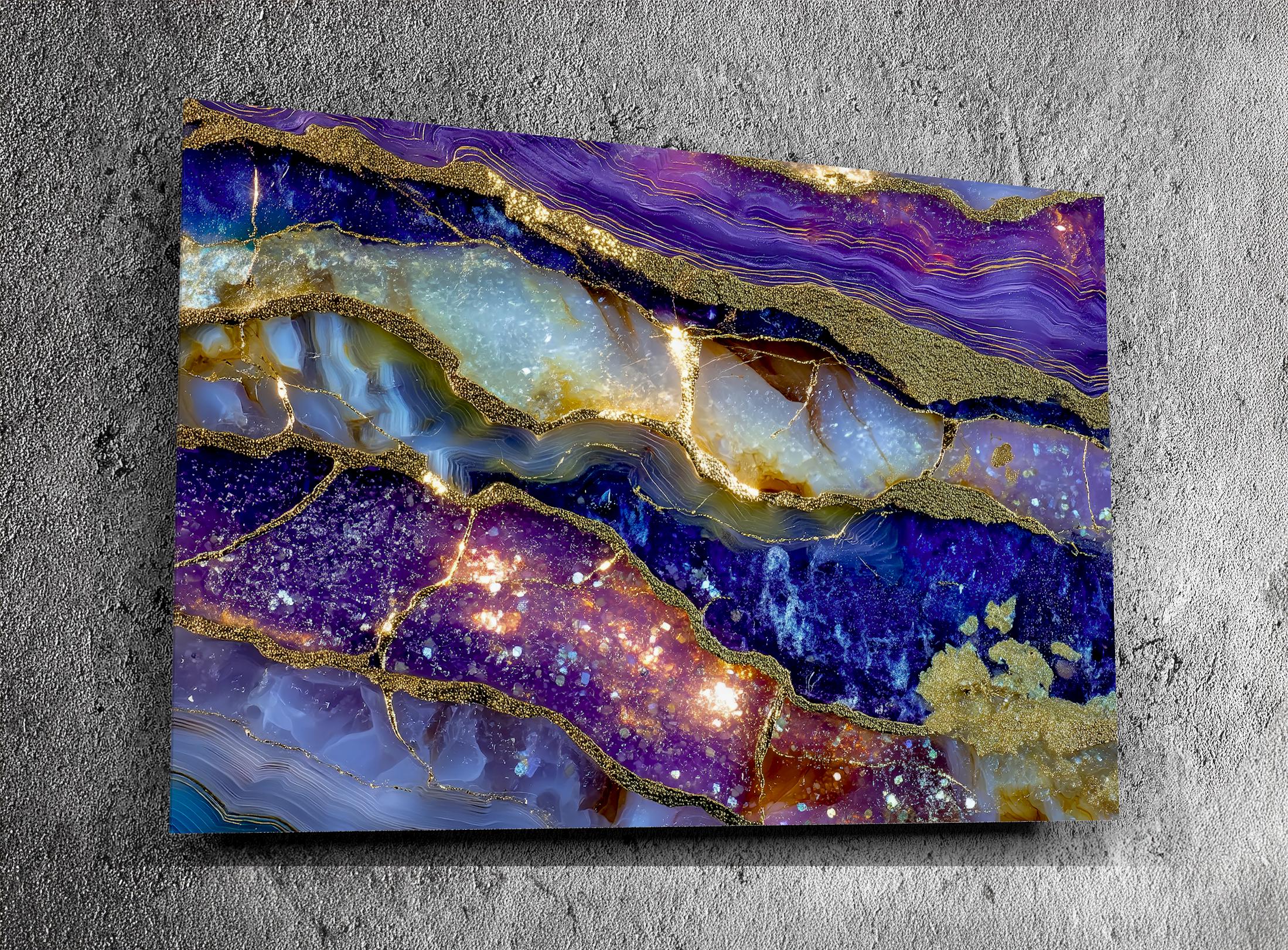 Imperial Amethyst Geode - Luxury Crystal AcrylGlass Wall Art for Modern Interiors