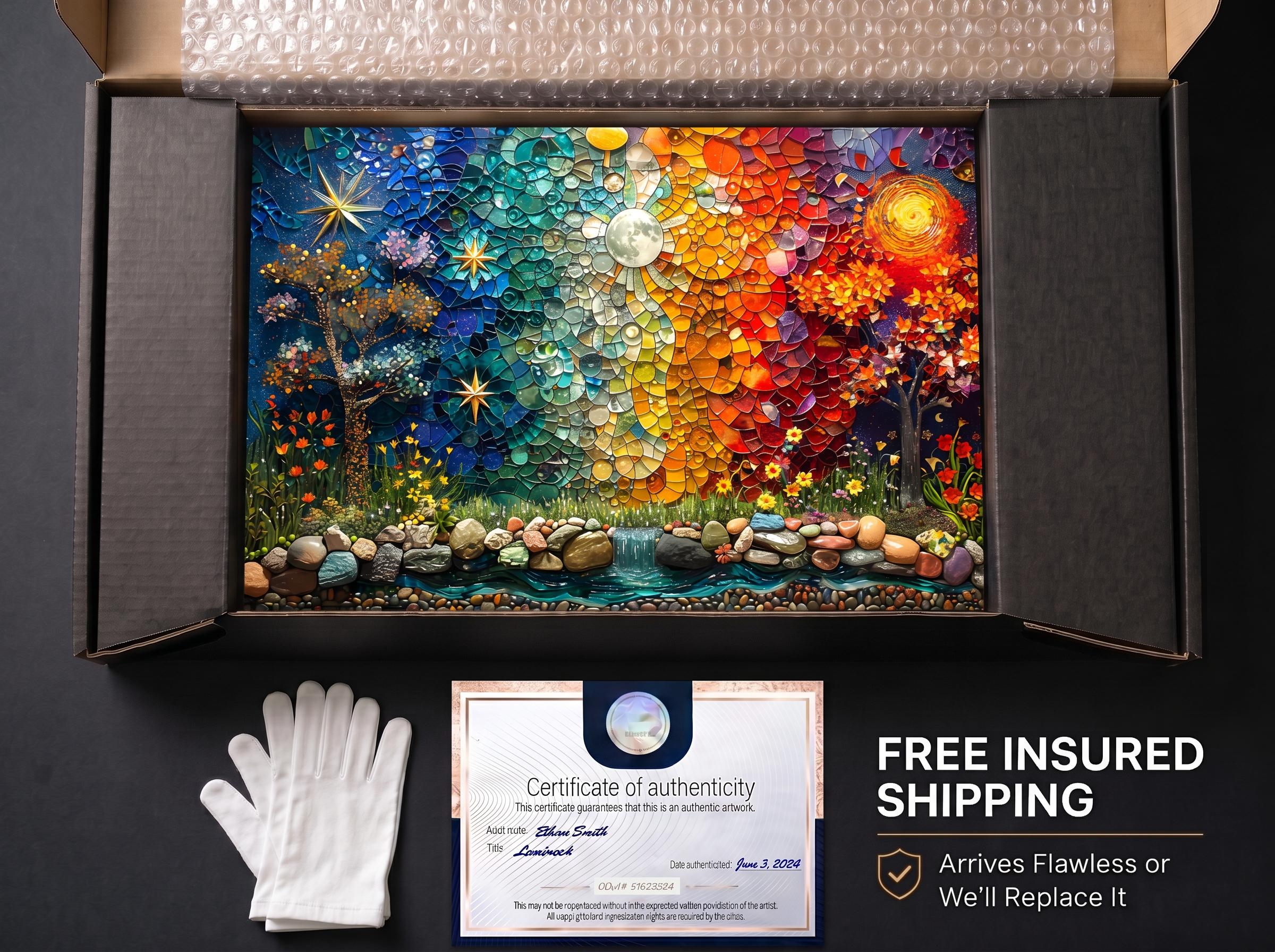 Twilight Fusion - Luxury Sapphire Abstract Crystal Acrylic Wall Art, Extra Large Crystal AcrylGlass Decor