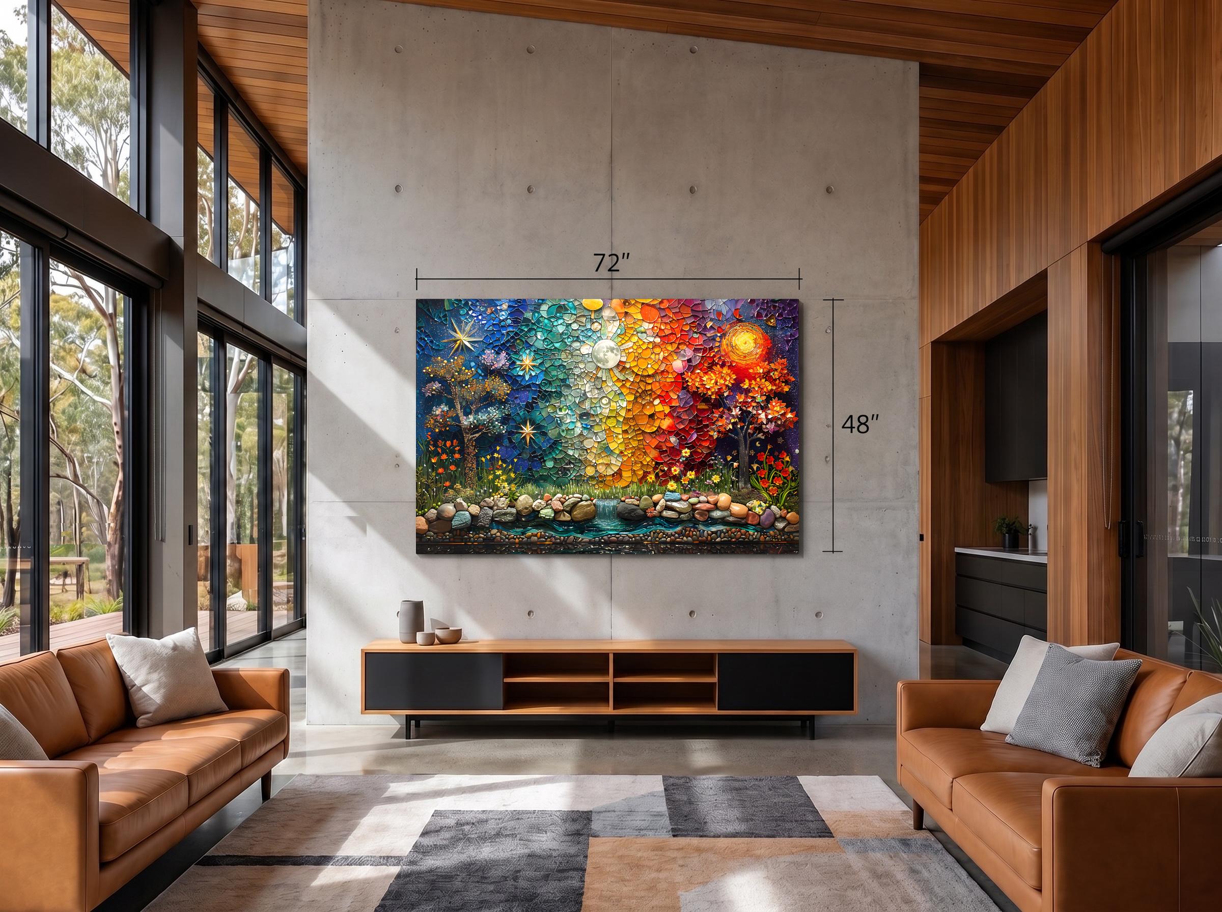 Twilight Fusion - Luxury Sapphire Abstract Crystal Acrylic Wall Art, Extra Large Crystal AcrylGlass Decor