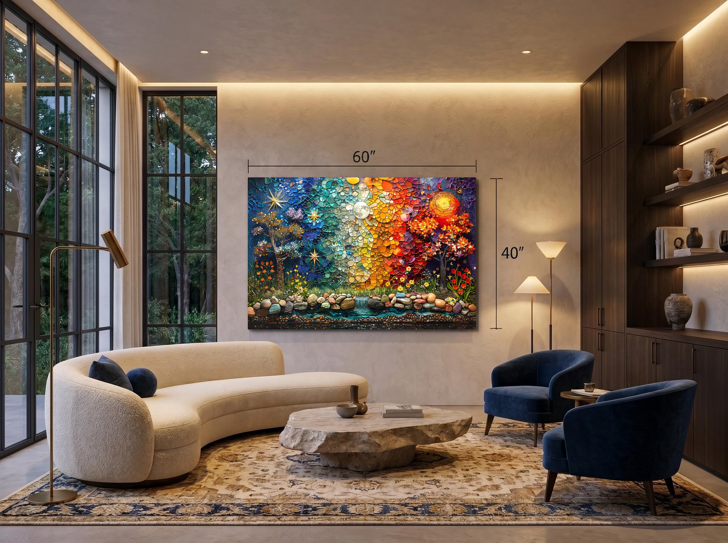 Twilight Fusion - Luxury Sapphire Abstract Crystal Acrylic Wall Art, Extra Large Crystal AcrylGlass Decor