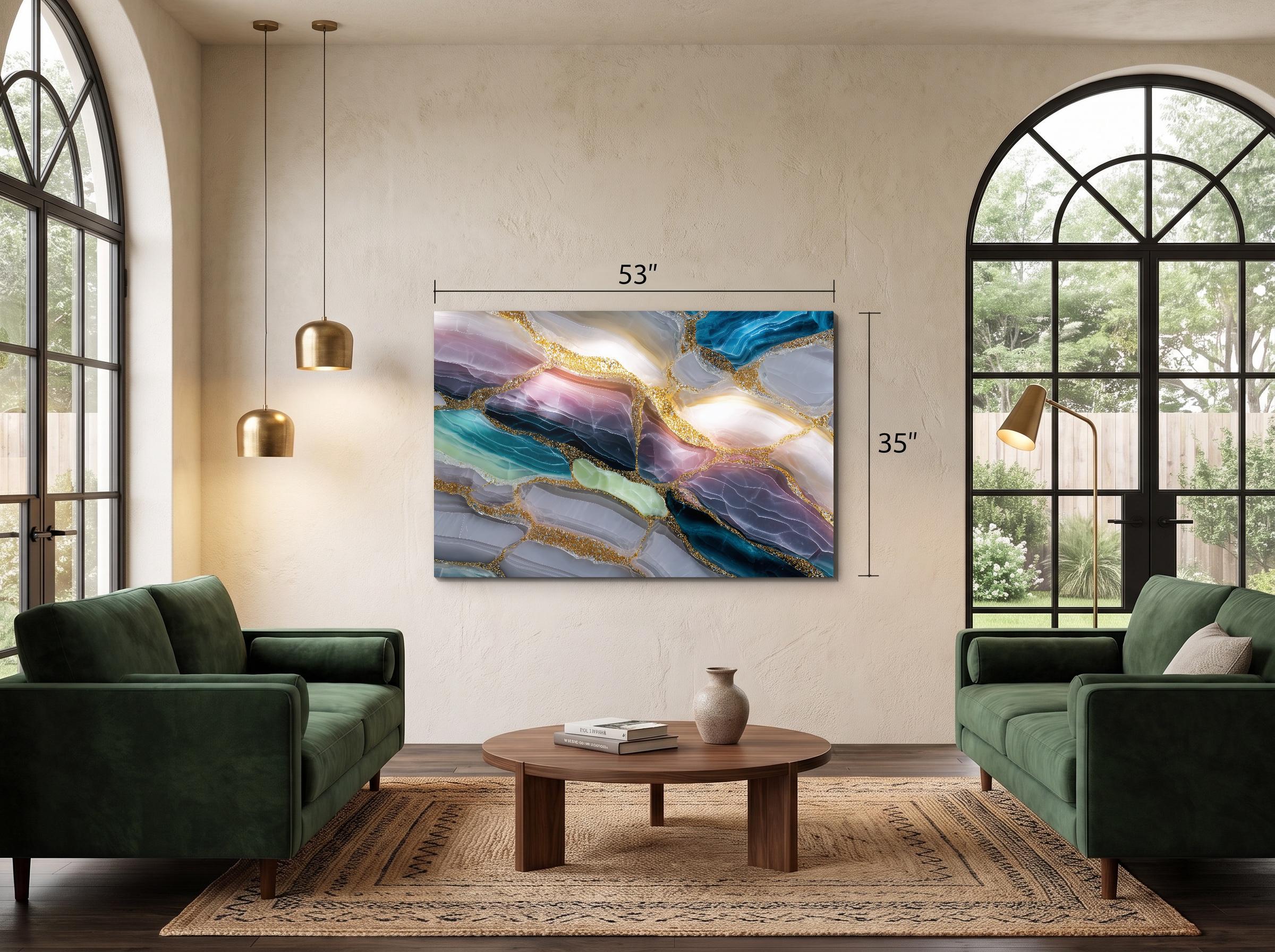 Sapphire Quartz Acrylic Glass Wall Art: Backlit Illusion Decor