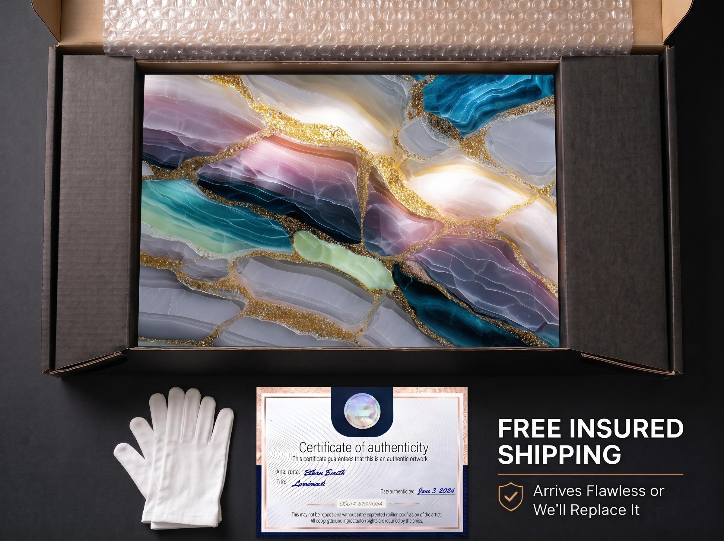 Sapphire Quartz Acrylic Glass Wall Art: Backlit Illusion Decor