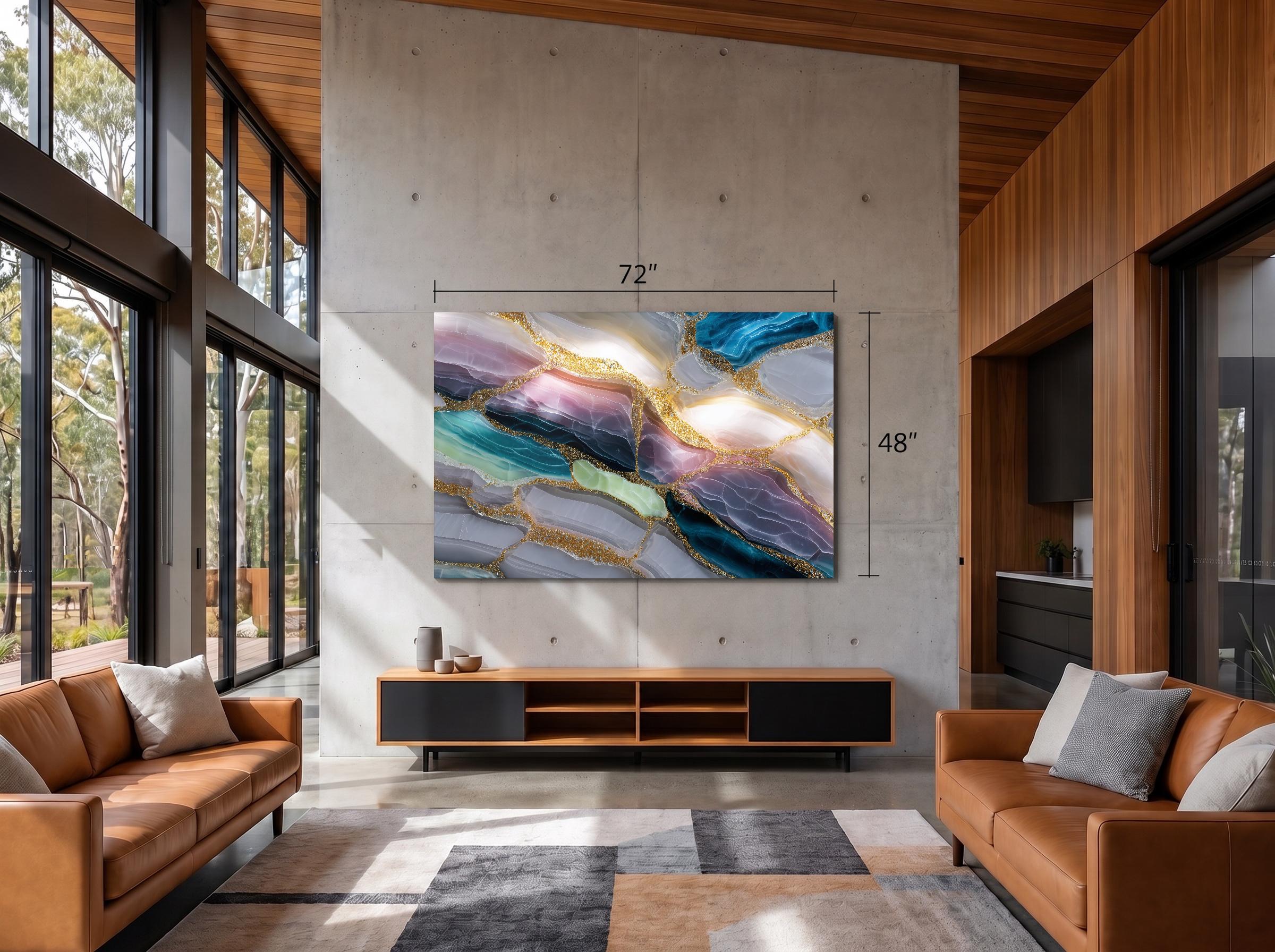Sapphire Quartz Acrylic Glass Wall Art: Backlit Illusion Decor