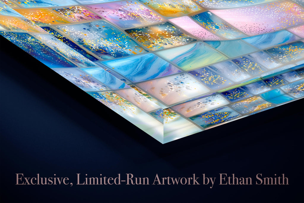 Vitraelle Acrylic Glass Wall Art, Blue Pink Gold Mosaic Decor