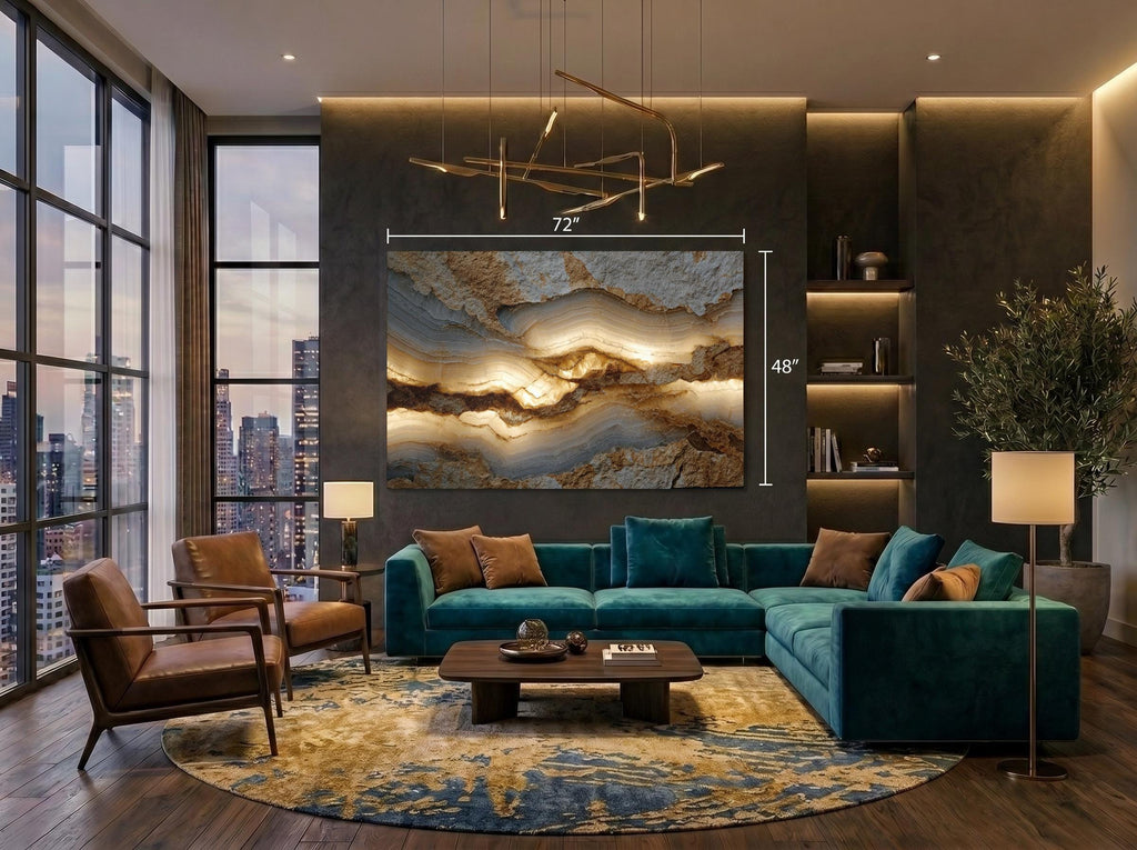 Liora Vein Acrylic Glass Wall Art, Neutral Mineral Statement Piece, Japandi Organic Modern Decor