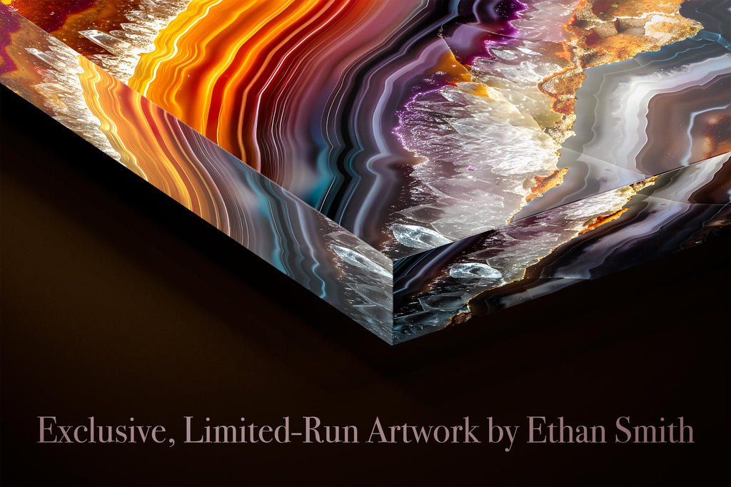 Geode Ember Rift Panoramic, Luxury Crystal AcrylGlass Above Bed Wall Art