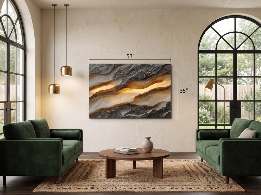 Solenne Rift Crystal AcrylGlass Wall Art, Organic Mineral Abstract Decor, Luxury Interiors