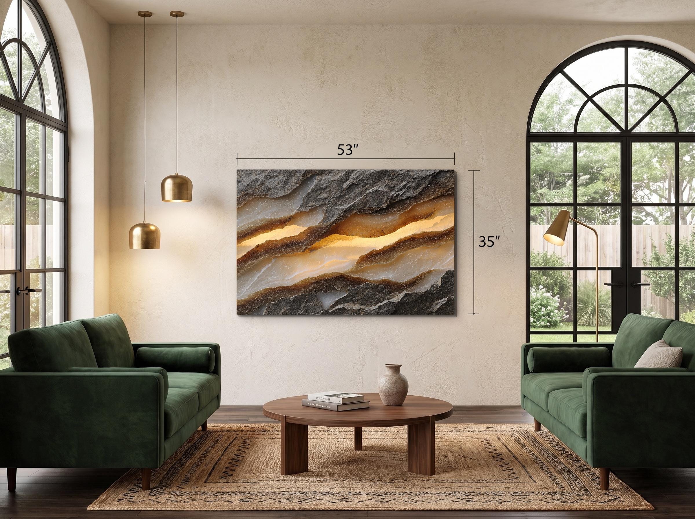 Solenne Rift Crystal AcrylGlass Wall Art, Organic Mineral Abstract Decor, Luxury Interiors