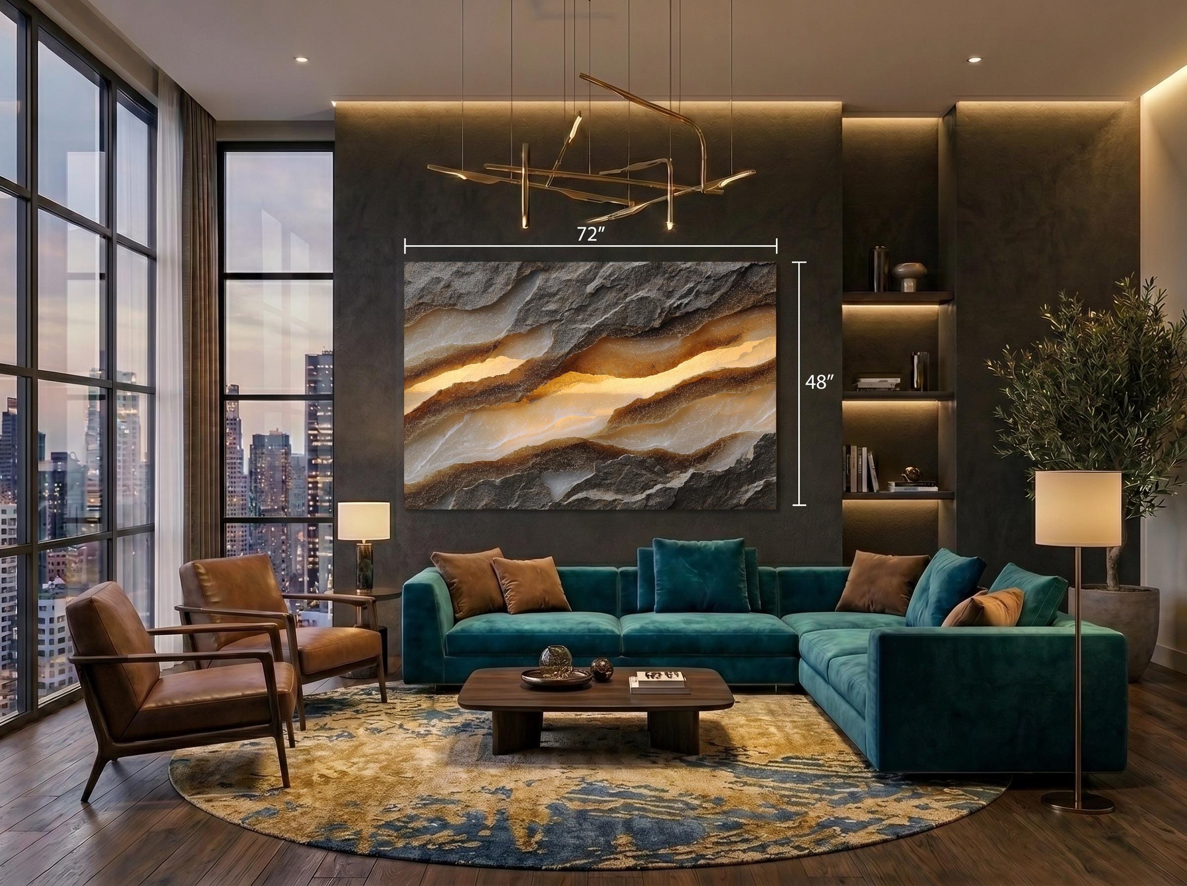 Solenne Rift Crystal AcrylGlass Wall Art, Organic Mineral Abstract Decor, Luxury Interiors