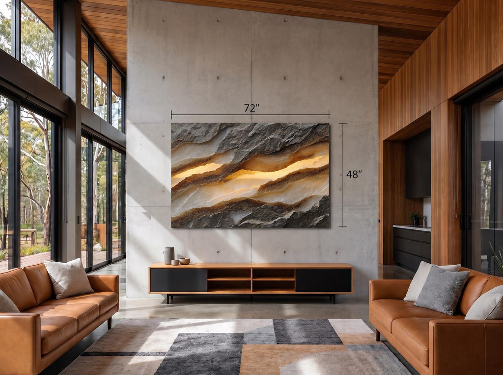 Solenne Rift Crystal AcrylGlass Wall Art, Organic Mineral Abstract Decor, Luxury Interiors
