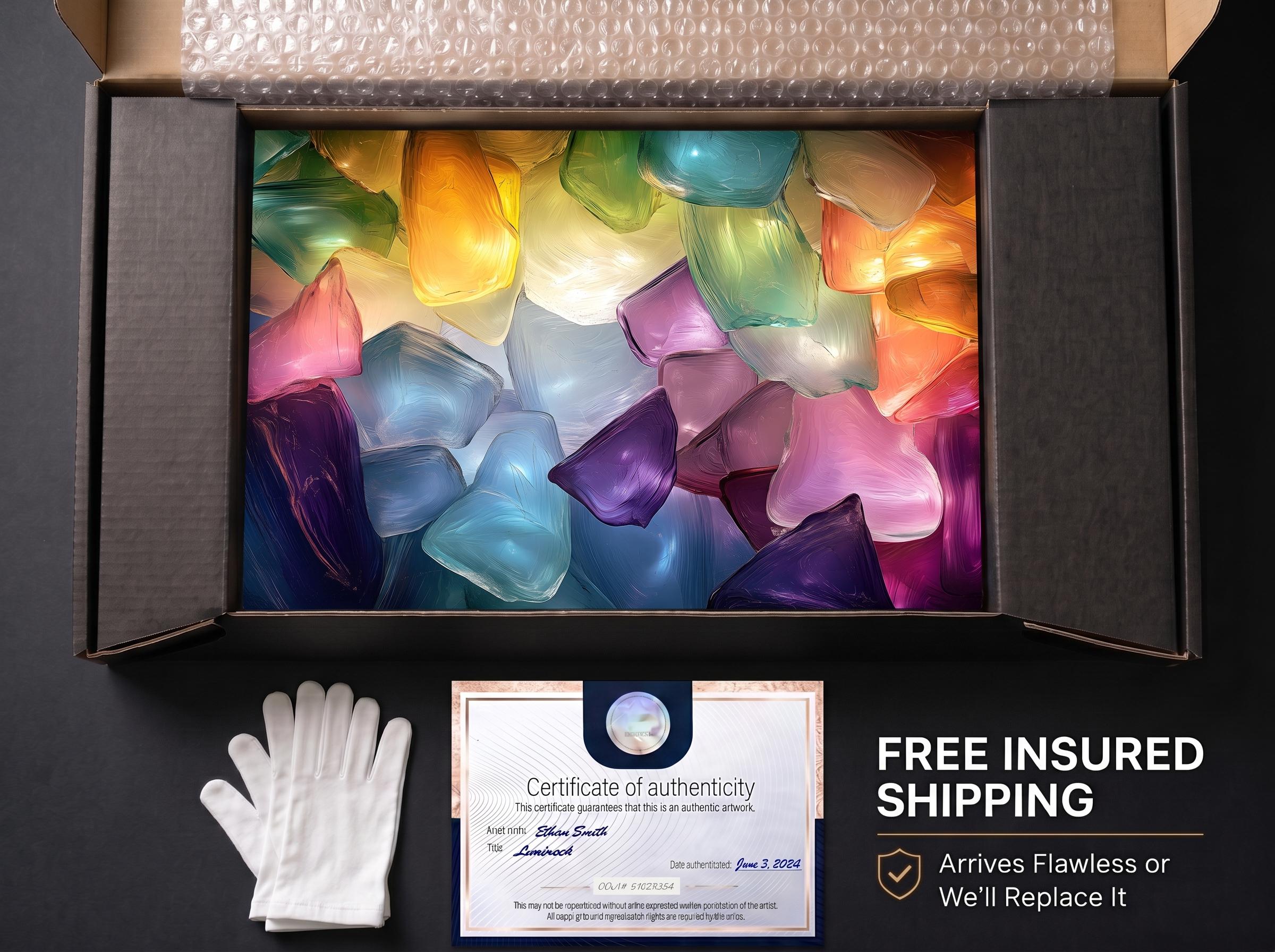 Luminous Petal Mosaic AcrylGlass Wall Art: Colorful Crystal Flower Panels with 3D Glow Effect