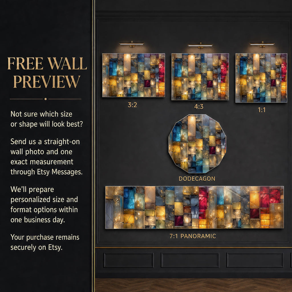 Jewel-Tone Marble Mosaic - Luxury Crystal AcrylGlass Wall Art with 3D Backlit Illusion